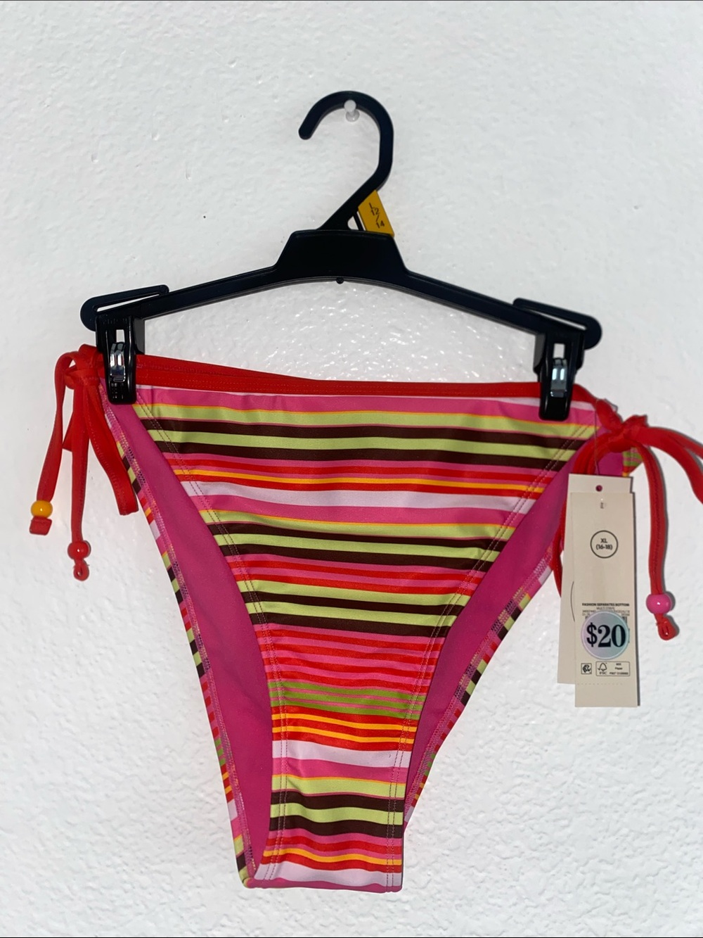 No Boundaries Pink Multi-Color Striped Bikini Bottoms